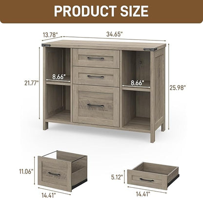 Vabches File Cabinet with 3 Drawers, Farmhouse Lateral File Cabinet Fits Files - Image 2
