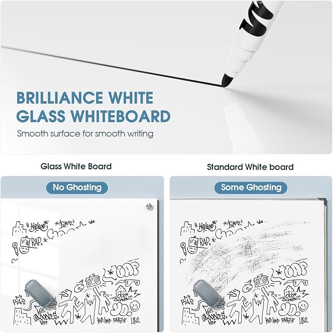 MaxGear Glass Whiteboard Tempered Magnetic Dry Erase Board 48 x 36 Inch Ultra - Image 6