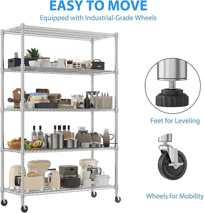 Homdox 5 Tier Storage Racks and Shelving, 3000LBS Commercial Adjustable Wire - Image 6