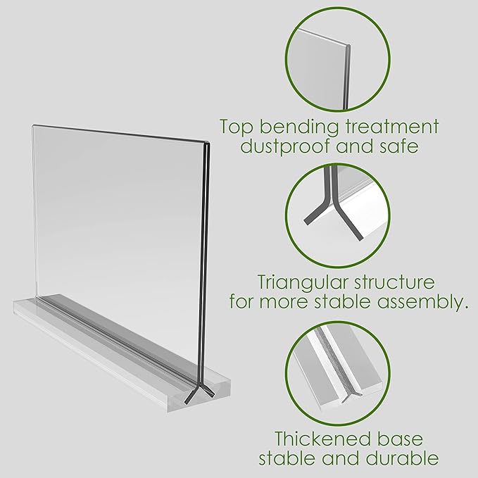 newnewshow Acrylic Sign Holder 11x8.5 Inch 3 Pack Horizontal T Shape - Image 6