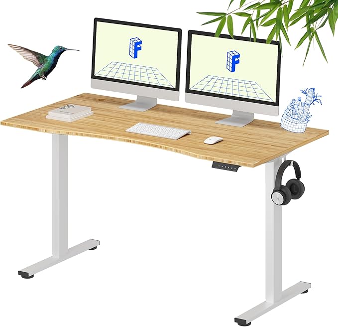 FLEXISPOT EN1 Bamboo Standing Desk, 55 x 28 Inches Whole-Piece Electric by FlexiSpot