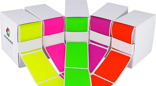 ChromaLabel 2 x 3 Inch Fluorescent Color Code Labels, 5 Assorted Colors by ChromaLabel