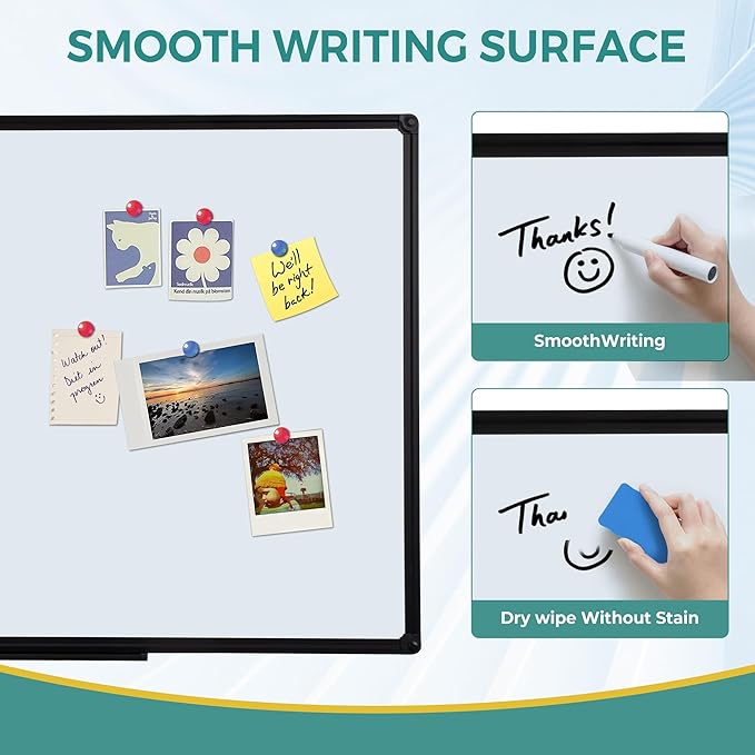 Dry Erase Board for Wall, 48 x 24 Inches Presentation Magnetic Whiteboard - Image 2