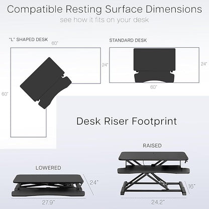 VIVO 28 inch Desk Converter, K Series, Height Adjustable Sit to Stand Riser - Image 6