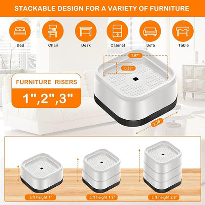shouwuhho 32 Pack Furniture Risers Adjustable Bed Risers Heavy Duty Lifts - Image 2