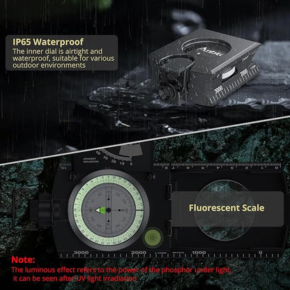 Anbte Compass Hiking Survival, IP65 Waterproof Metal Compass - Image 2