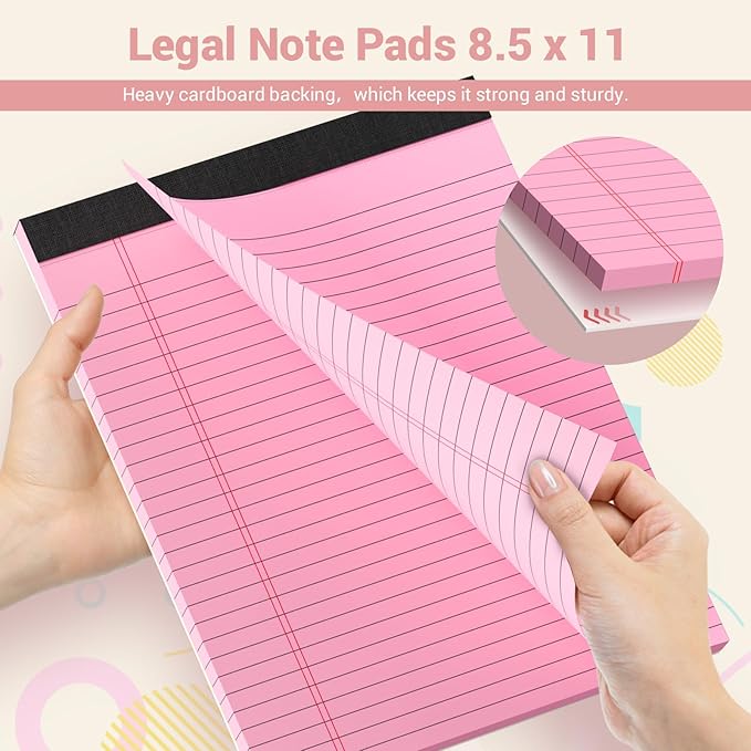Roneky Legal Pads 8.5 x 11 Colored Notepad, 12 Pack Wide Ruled Lined Paper - Image 5