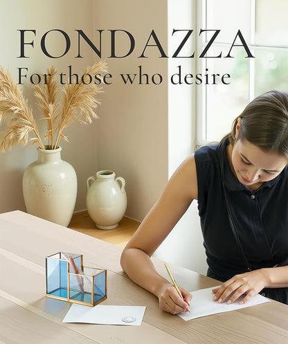 FONDAZZA Gold & Blue Glass Desk Organizer - Image 2
