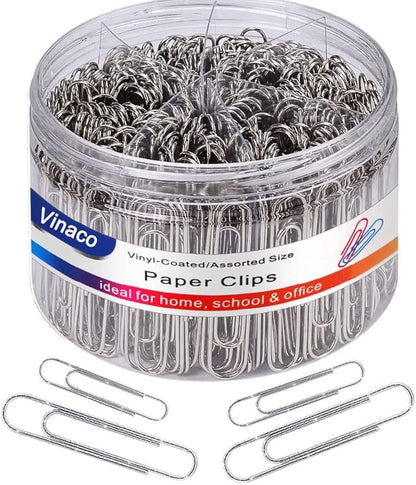 Vinaco Paper Clips Non Skid, Durable & Rustproof, Coated Paperclip Great by LightingMadeSimple