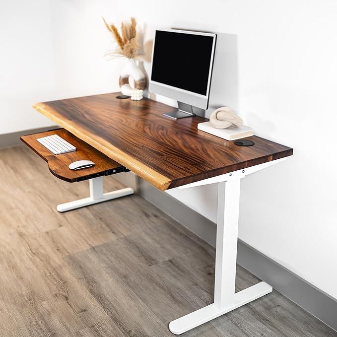 Standing Desk with Keyboard Tray – Walnut Solid Wood Desk, Natural Live Edge - Image 2