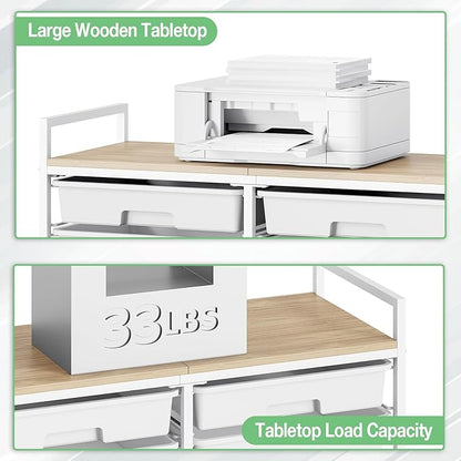 Rolling Storage Cart with 12 Drawers, Wooden Tabletop Utility Cart - Image 6