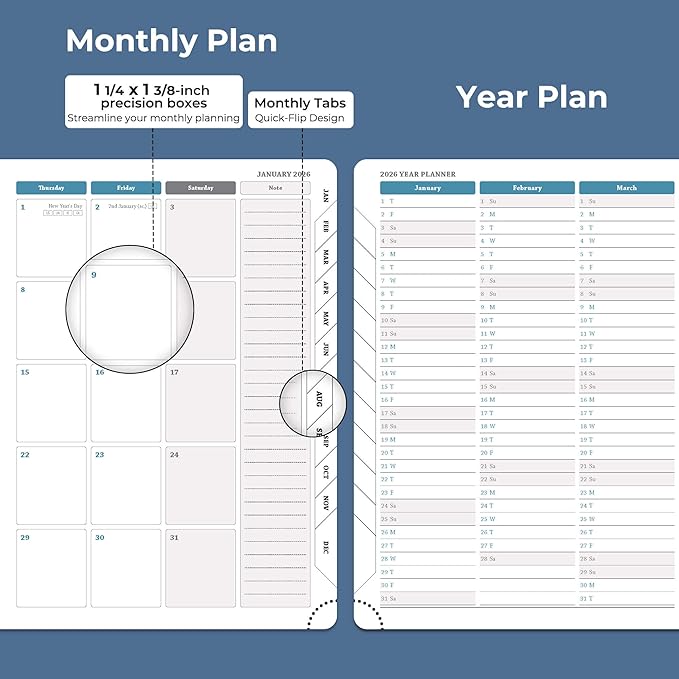 IN-LUXPRO Planner 2026 Daily Weekly and Monthly, 12 Months Spiral Bound - Image 4