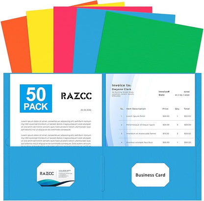 Two Pocket Folders, RAZCC 50 Pack File Folders by RAZCC