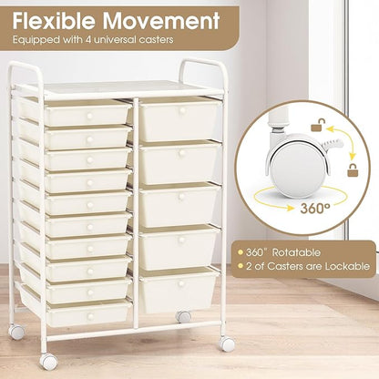 DORTALA 15-Drawer Rolling Storage Cart - Image 6
