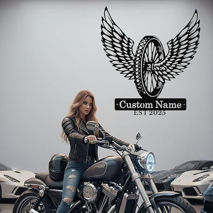 Custom Motorcycle Wheel Metal Signs Personalized Biker Name Sign Custom Garage - Image 6