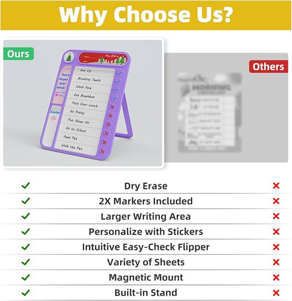 2-Pack Magnetic Chore Chart for Kids, ADHD Task Tracker Easy-Check Routine Dry - Image 7