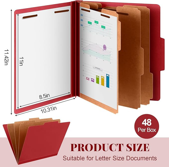 Skyygemm 48 Pcs Classification Folders Letter Size, 3 Divider Pressboard File - Image 2