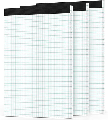 Zaviko Grid Paper Pads 8.5 x 11, 3 Pack, 4x4 Blue Quad Graph Paper Pads 8.5 x 11 by Home