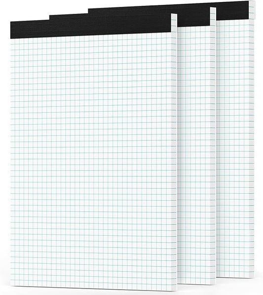 Zaviko Grid Paper Pads 8.5 x 11, 3 Pack, 4x4 Blue Quad Graph Paper Pads 8.5 x 11 by Home