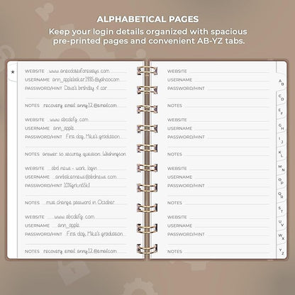 Clever Fox Password Book Spiral – Mini Internet Address & Password Organizer - Image 3
