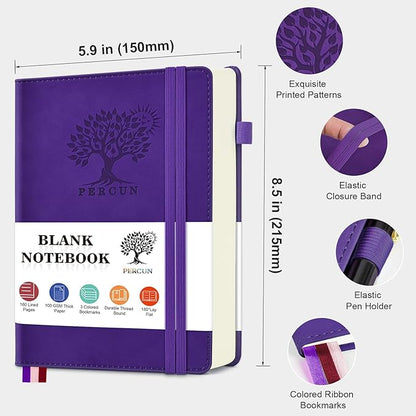 PERCUN Blank Journal Ntebook for Men & Women, 160 Pages Blank Journals for - Image 2