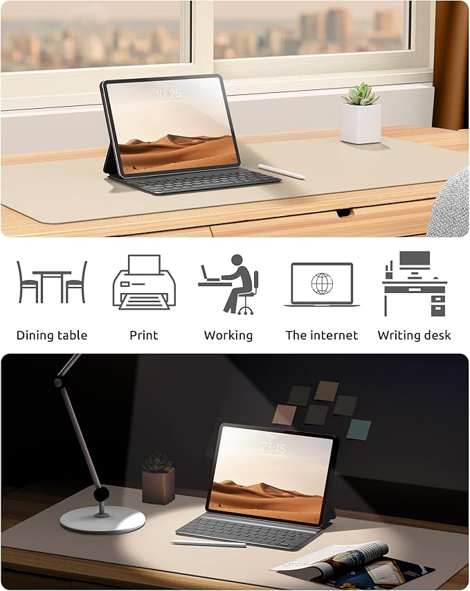YSAGi Leather Desk Protector, Office Mat, Large Mouse Mat, Non-Slip PU Leather - Image 6