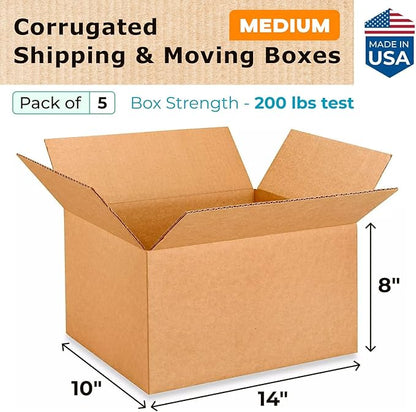 Medium Moving & Shipping Boxes 14 x 10 x 8 inches - Image 2