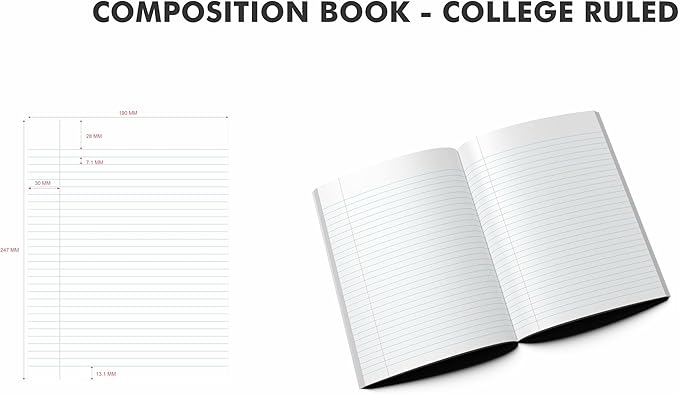 EcoNama Composition Notebooks Pack of 5 College Ruled 200 Pages 9.75"x7.5" - Image 2
