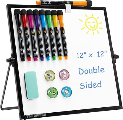 Small Magnetic Dry Erase Whiteboard – Mini Desktop Portable Easel Dry Erase by TSJOFFICE