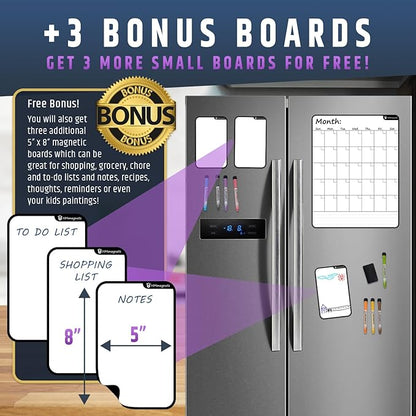 Large Dry-Erase Magnetic Monthly Calendar + Free Bonus: 3 Grocery/to-Do List - Image 4