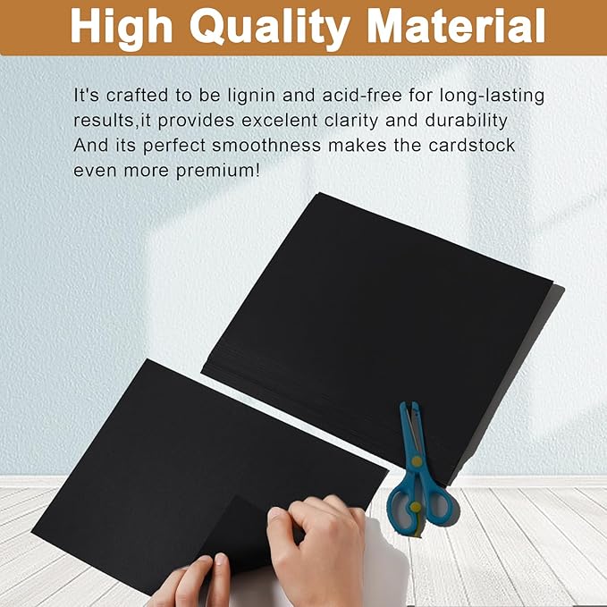 Silunkia 300 Sheets Black Cardstock 8.5 x 11 Printer Paper, 75lb Heavyweight - Image 4
