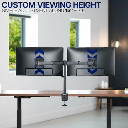VIVO Dual Monitor Desk Mount, Heavy Duty Fully Adjustable Steel Stand, Holds 2 - Image 5