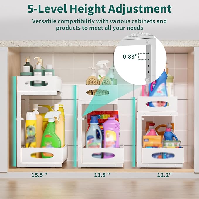 Beleeb Under Sink Organizer, 1 Pack 2 Tier Metal Slide Out Pull Out Cabinet - Image 3
