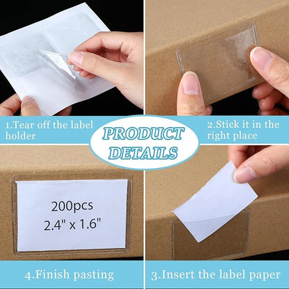 Jeyiour 200 Pcs Label Holders Adhesive Nameplate Pockets Storage Bin Labels - Image 3