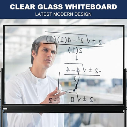 TSJ-OFFICE Rolling Clear-Glass Whiteboard on Wheels - Image 6
