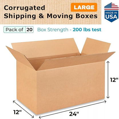 Large Shipping & Moving Boxes 24"L x 12"W x 12"H - Image 2