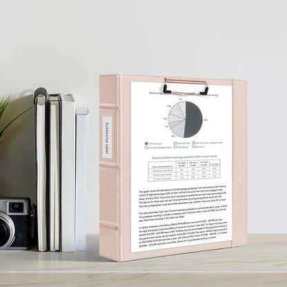 Ospelelf 3 Ring Binder with Clipboard 2 Inch Leather Binder - Image 2