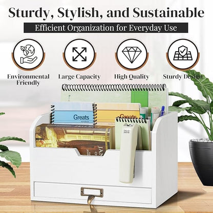 Flexzion 3 Tier Wooden Desk Organizer - Image 3