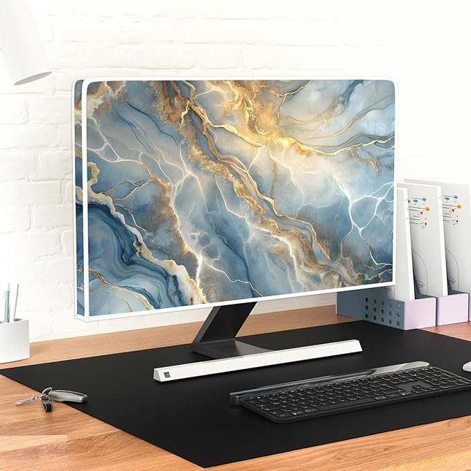 Baocicco Gold Blue Waterproof Computer Monitor Dust Cover 26, 28 Inch Modern - Image 6
