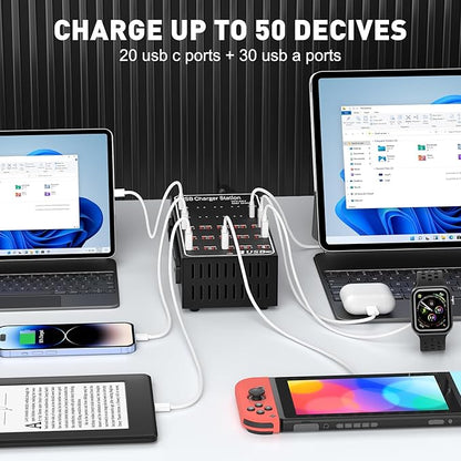 250W Charging Station for Multiple Devices, Stations for MacBook, Android Cell - Image 2