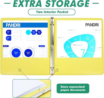 3 Ring Binder 0.5 Inch, PANDRI 6 Pack 1/2-Inch Binder Fits Letter Size 8.5'' x - Image 4