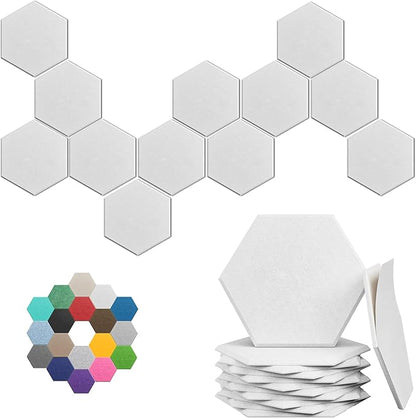 Hexagonal Acoustic Panels-12 Pack High-Density Sound Absorbing Panels by UNECHOACOUSTIC