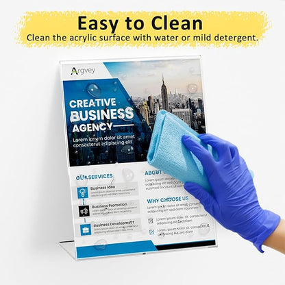 Argvey 4 Pack Acrylic Sign Holder 8.5x11, Desktop Papers Menus Frame Flyer - Image 7