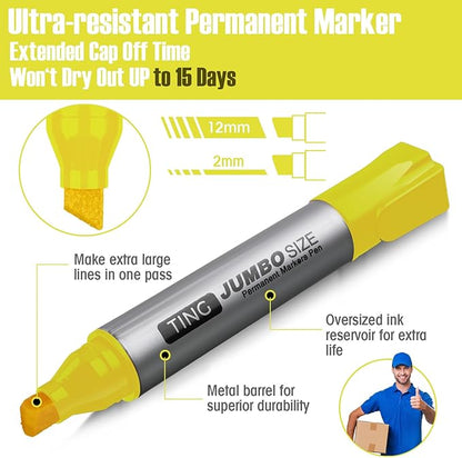 Fuutreo 10 Pack Jumbo Permanent Markers Bulk Large Chisel Tip Permanent Markers - Image 4