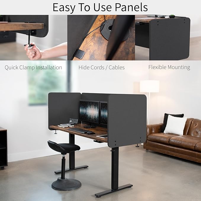 VIVO Clamp-on Privacy Panels 60 x 24 inch, 24 x 24 inch, Sound Absorbing - Image 6