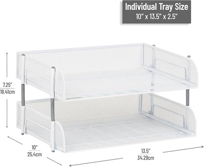Mind Reader Stackable Paper Tray, Desktop Organizer, File Storage, Metal Mesh - Image 3