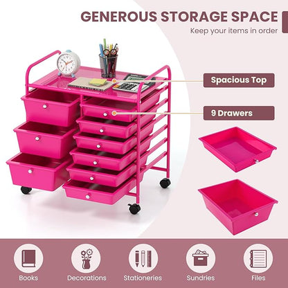 GOFLAME 9-Drawer Rolling Storage Cart, Mobile Utility Cart - Image 4