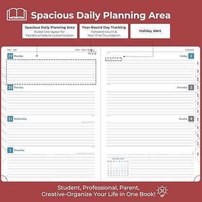 IN-LUXPRO Planner 2026 Daily Weekly and Monthly, 11.5"x8.5", 12 Months Spiral - Image 3