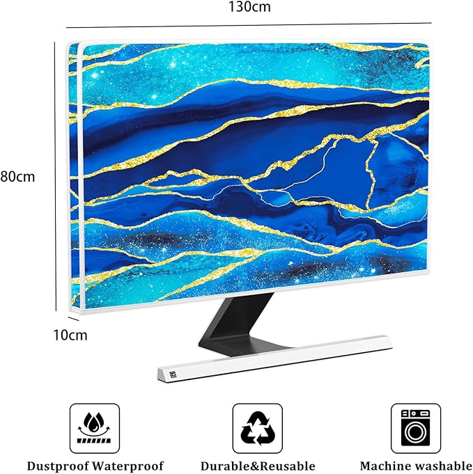 Baocicco Royal Blue Marble Waterproof TV Cover 55 Inch Creative Design Monitor - Image 2