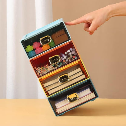 Spacious Desk Drawers, Stackable Desktop Organizer, Plastic Storage Box - Image 4